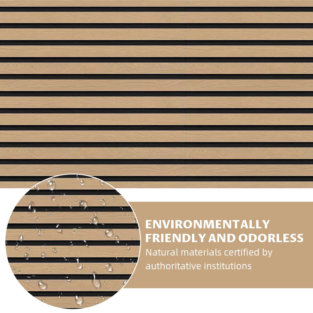 HASTHIP Peel and Stick Wallpaper for Wall Decor featuring 3D Wood Slats 9.8 ft Roll | Waterproof Tan Vinyl