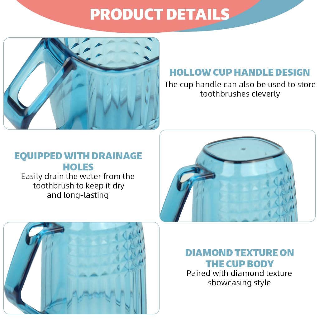 HASTHIP Toothbrush Holder Cup Pack of 2 for Bathroom Use with Inverted Drying Design | Clear PP Rinse Cups