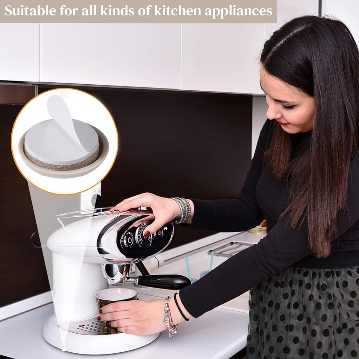 HASTHIP Furniture Sliders for Carpet with Self Stick EVA Foam Adhesive | 24 pcs 1 inch Felt Glides