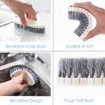 Set of 4 Cleaning Brushes Long Handle Pot Cleaning Dishwashing Brush Toilet Brush Shoe Scrub Brushes Set for Floor Tiles Kitchen Bathroom Cleaning Brush(Hanging Design)