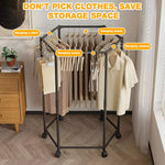 HASTHIP Cloth Hanger Rack for Laundry Room featuring Hexagon Design with 360° Wheels | Stainless Steel 35x74.5x120cm