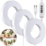 HASTHIP® USB LED Plant Grow Light with 3 Ring Lights, 4 Dimmable Brightness Levels, Auto Timer & USB Controller, Plug-and-Play Grow Lamp for Indoor Plants, Succulents & Seedlings