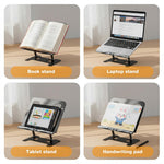 HASTHIP Adjustable Metal Book Stand with Page Clips, Foldable Reading Holder