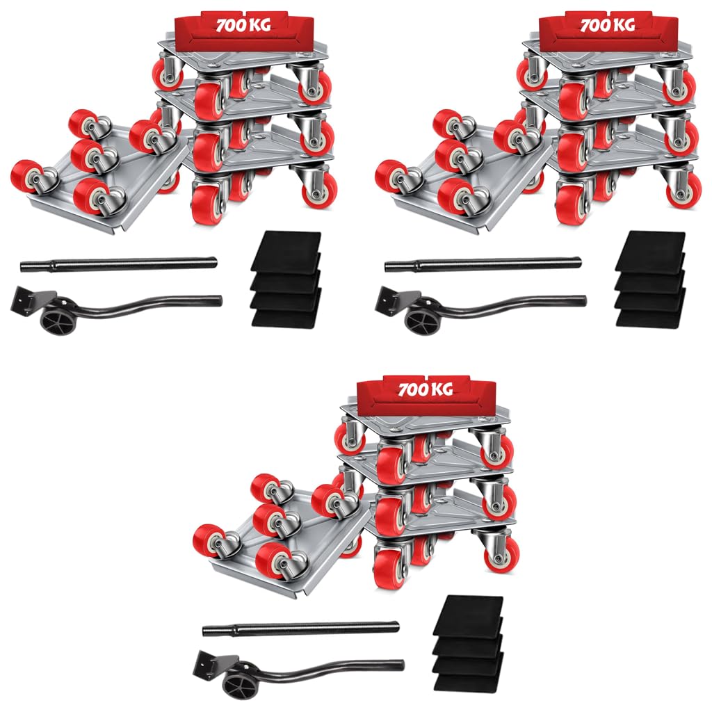 HASTHIP Furniture Lifter Mover Set for Heavy Appliances with 5 Wheel Design and Carbon Steel Pry Bar | 600kg Capacity