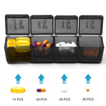 Weekly Pill Organizer Medicine Box, 4 Times a Day Pill Box, 28 Cell Daily Pill Case Medication Reminder Portable Travel Pill Container for Vitamins Compartments Supplements