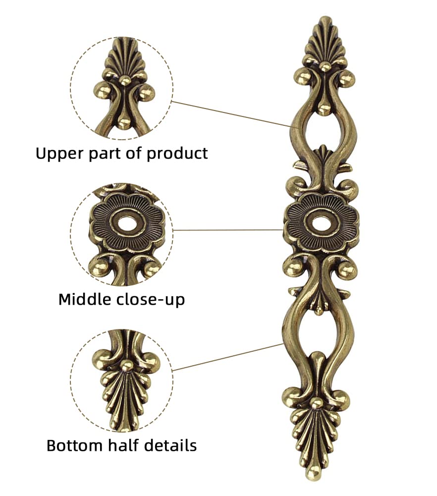 HASTHIP Cupboard Drawer Pull Handle for Kitchen Cabinets featuring 128mm Hole Pitch and Antique Brass Finish | Set of 3