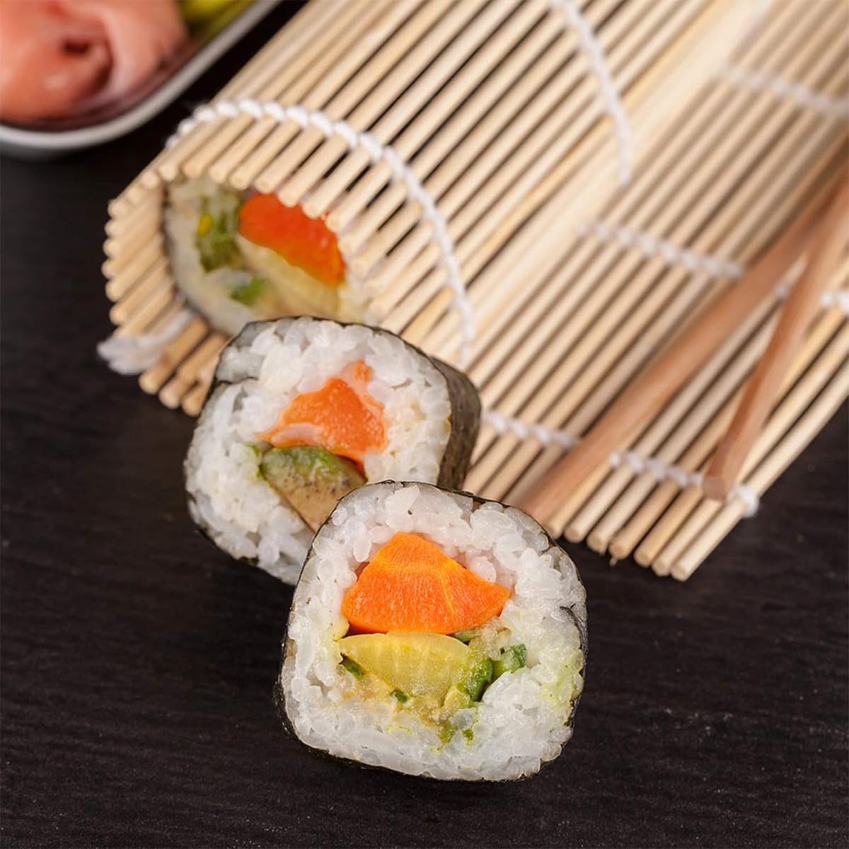 HASTHIP Sushi Making Set for Beginners and Pros with Bazooka Roller and 2 Bamboo Mats | Includes Avocado Slicer Paddle Knife and Chopstick Holders
