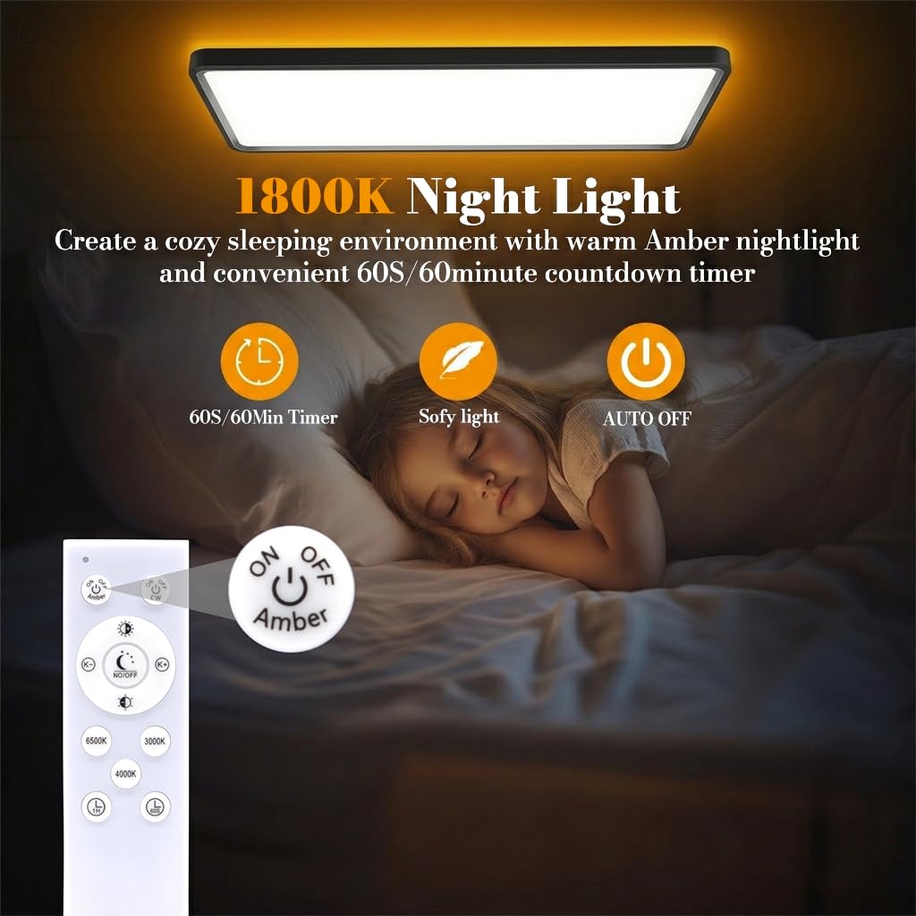 Hasthip 48W LED Ceiling Light with Remote Control & Dimmable Design