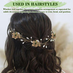HASTHIP Artificial Flower Bunch for Weddings and Home Decor with 12 Branches & 80mm Length | Featuring Gold Beads and Green Mesh Design