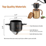 Filter Coffee Maker Double Mesh Pour Over Coffee Filter Food Grade Stainless Steel & Plastic Coffee Dripper 100% Paperless Maker Foldable to Fit Most Cup Keep Coffee Flavour Easy to Use and Clean