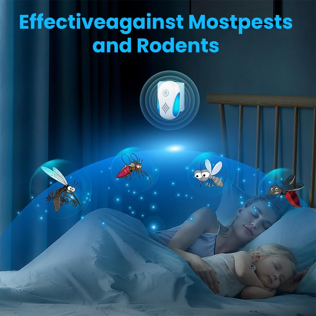 HASTHIP Ultrasonic Pest Repeller for Indoor Use with Dual Frequency Modes and Blue LED | Child & Pet Safe Plug‑in Control