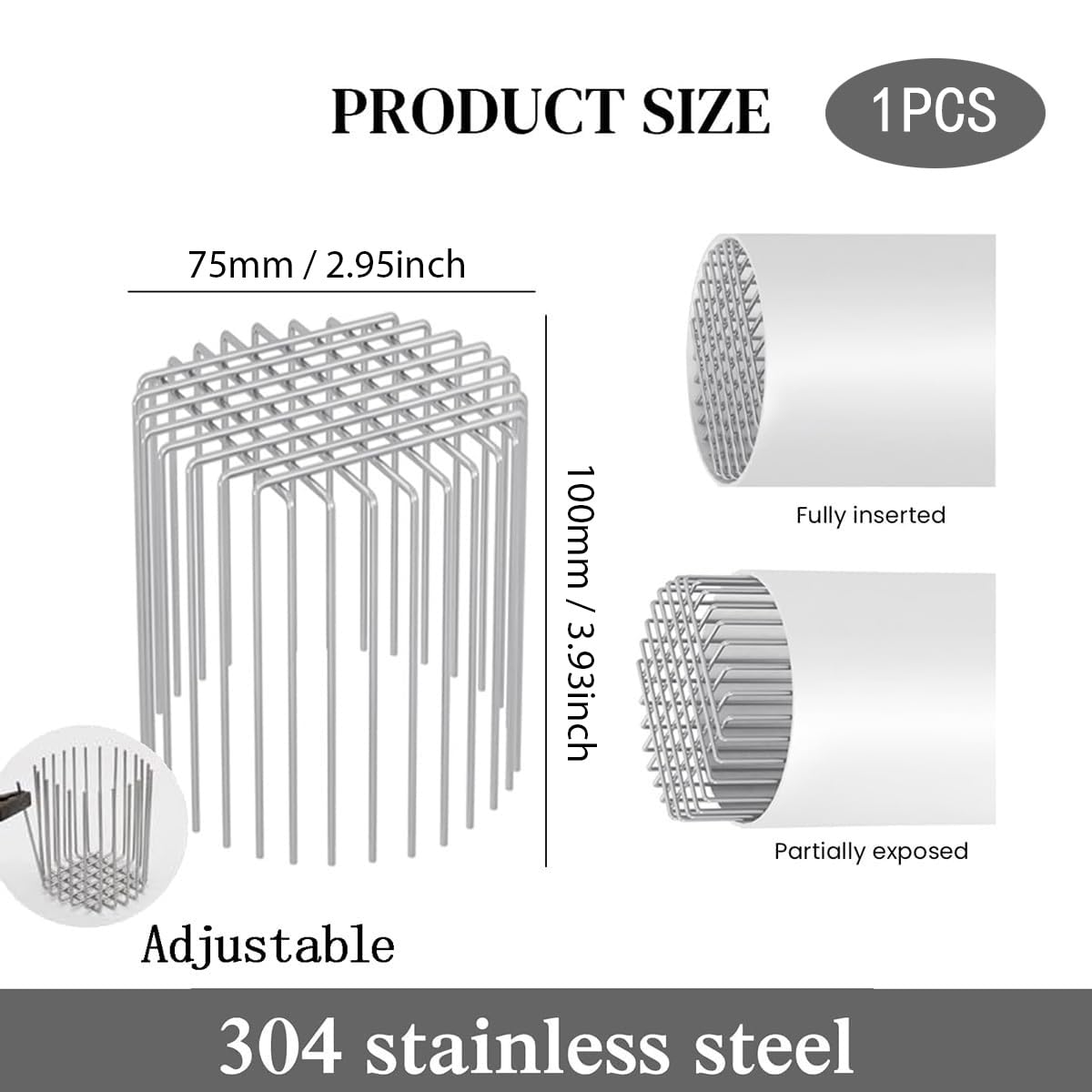 HASTHIP Drain Pipe Rat Stopper for 70mm Pipes with Anti-Rat Grid and 304 Stainless Steel | Rust Resistant Outdoor Drain Guard