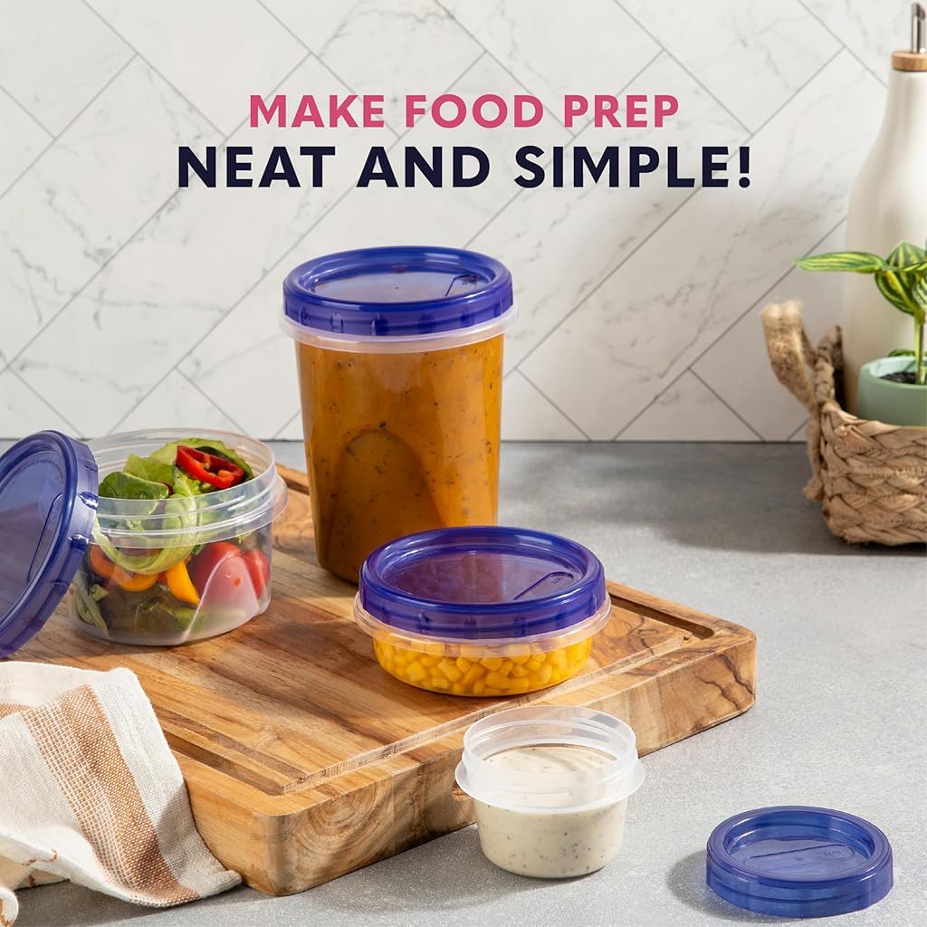 HASTHIP Food Deli Containers for Meal Prep with Twist Top Airtight Lids 32 Oz 3 Pack | BPA Free