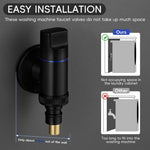 HASTHIP Washing Machine Tap for Home with Space Saving Design and 1/2 in Universal Metal Faucet | Black