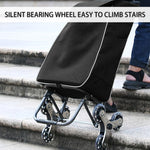 HASTHIP® Shopping Cart with Wheels, Foldable 6-Wheel Luggage Trolley Heavy Duty Shopping Hand Truck Load Capacity 77-110lbs, 35L Large Capacity Stair Climber Trolley for Shopping, Moving