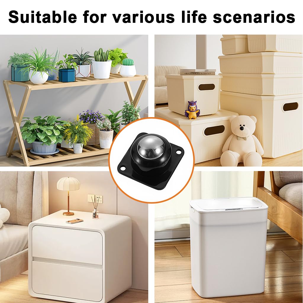 HASTHIP® 4pcs Self Adhesive Caster Wheels 360° Swivel Heavy Duty Furniture Moving Caster Wheel, 200Kg Load Capacity, Castor Wheels Furniture Moving Wheels for Table, Storage, Home & Office