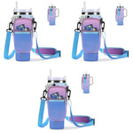 HASTHIP Water Bottle Carrier Bag for Stanley 40oz Tumbler with Phone Pouch and Strap | Neoprene Gradient Purple 3 PCS