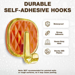 HASTHIP Wall Hooks for Bathroom and Kitchen with Self Adhesive Backing | 4Pcs Acrylic Golden Organizer