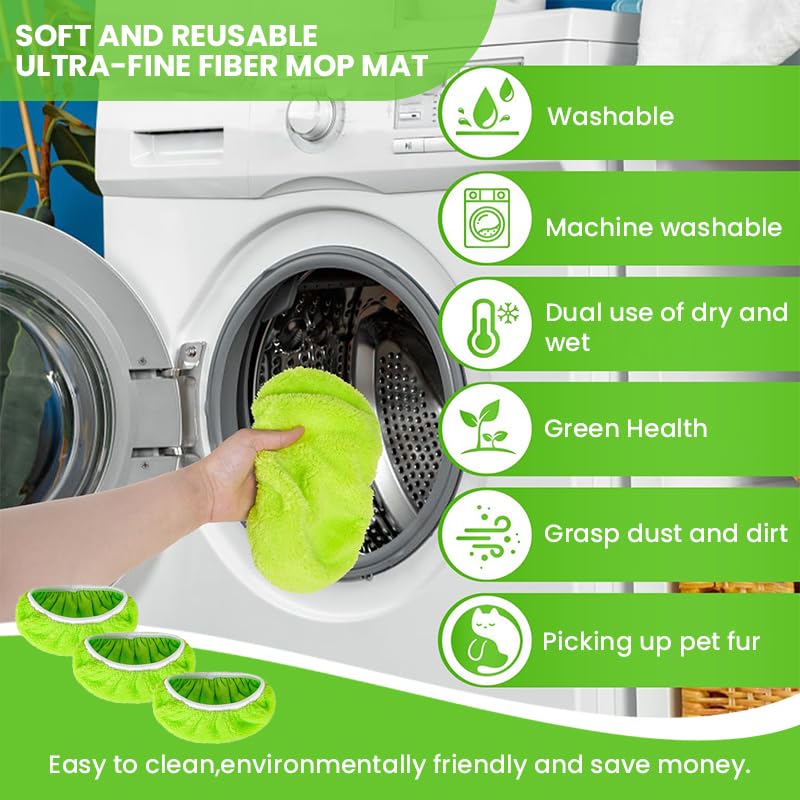 HASTHIP Reusable Microfiber Mop Pads for Wet and Dry Floor Cleaning with Elastic Edge | 3 Pack