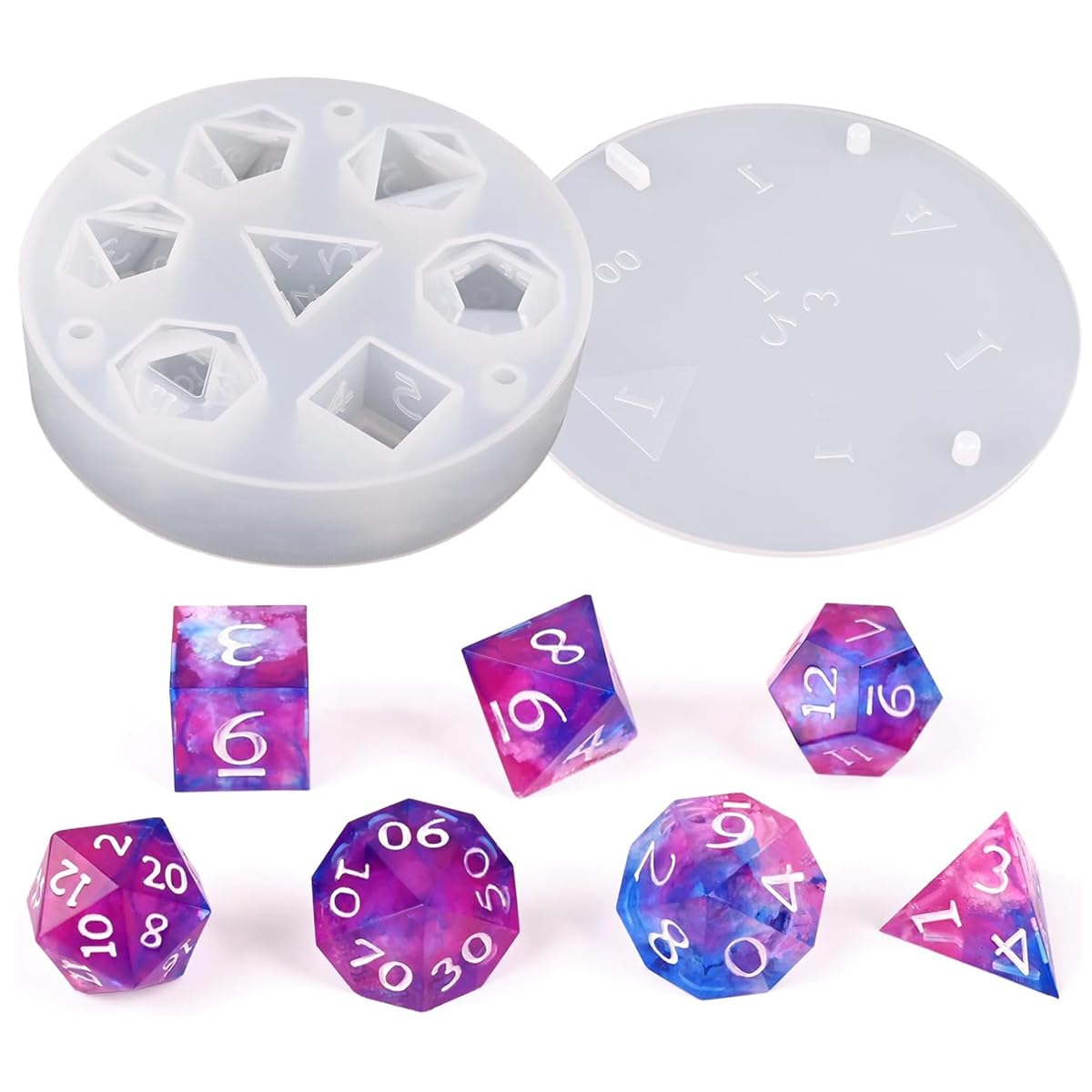HASTHIP Silicone Dice Molds for Epoxy Resin Casting featuring Multifaceted Design | DIY Art and Gaming Craft Mold