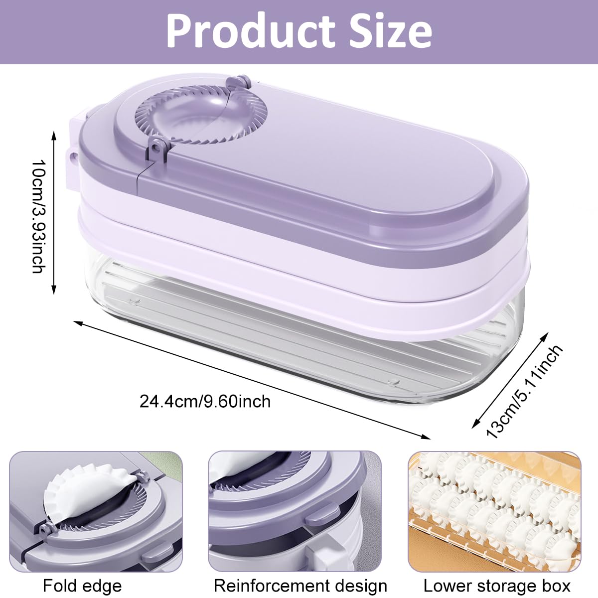 HASTHIP Manual Dumpling Press Mold for Ravioli Making with Dual Skin Design | Food Grade PP 3 in 1 Kitchen Tool