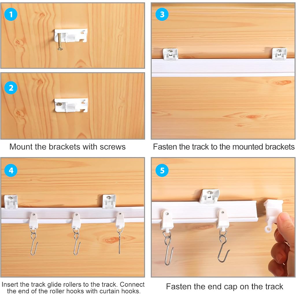 HASTHIP Ceiling Curtain Track for Flexible Room Layouts with 9.6ft System | All Accessories Included