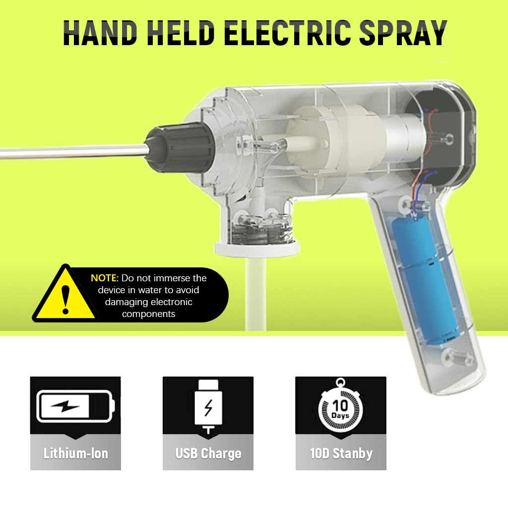 HASTHIP® Electric Sprayer for Water Bottles USB Rechargeable Electric Handheld Sprayer with Metal Long Nozzle Smart Electric Sprayer with Timer Electric Sprayer for Water Bottles, Container