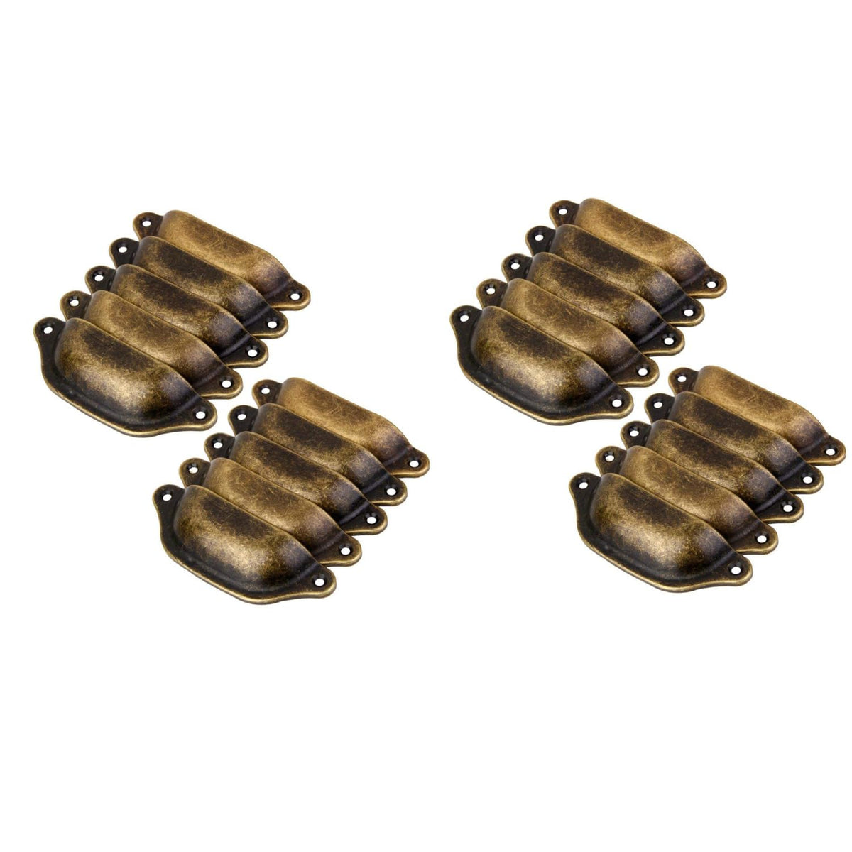 HASTHIP Antique Brass Shell Cabinet Knobs 20 Pcs for Door Drawer & Wardrobe | Easy Install