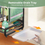HASTHIP Kitchen Sink Organizer for Countertop Storage with Drainer Panel 24.5 x 14 x 28cm | Carbon Steel Black Rack