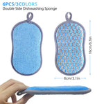HASTHIP Kitchen Dish Sponge Scrubber 6 Pack for Sink and Pans with Dual-Sided Design | Non-Scratch Microfiber Cleaning