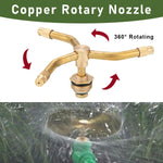 HASTHIP Garden Sprayer for Lawn Watering with 3-Head 360° Rotating Brass Nozzle | Automatic Irrigation System