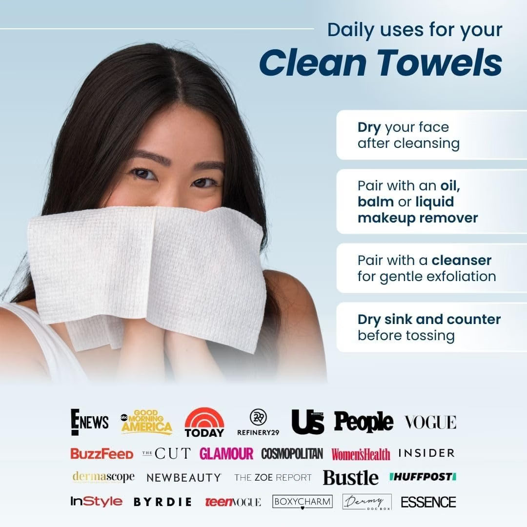 HASTHIP 50-Pack Disposable Cotton Face Towels 26×30cm