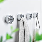 HASTHIP Wall Towel Holders for Kitchen and Bathroom featuring Push-in Snap Mechanism | 4Pcs 1.6 in Round Self Adhesive Cotton Black Set