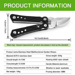 HASTHIP Gardening Scissors for Trimming and Grafting with 5 Built in Mini Tools | Stainless Steel Spring Loaded Folding Pruner