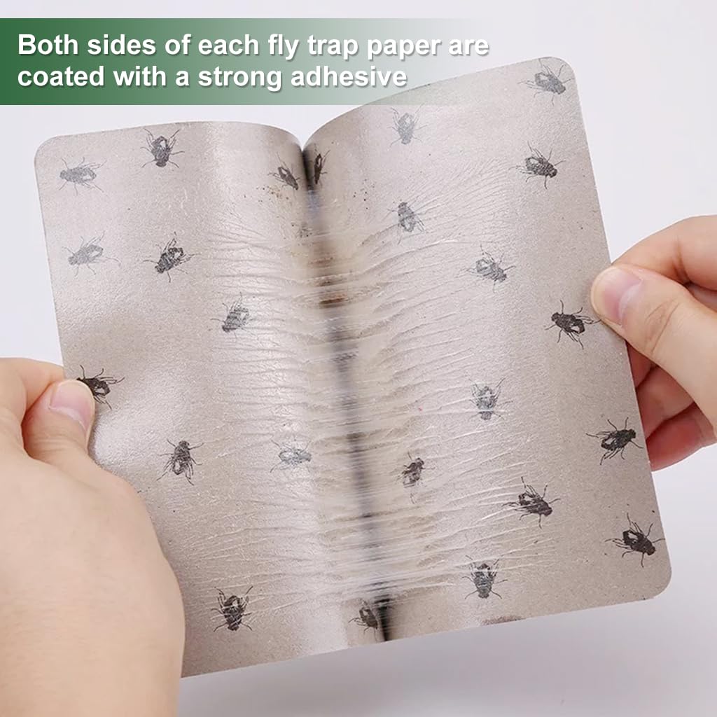 HASTHIP® 20Pcs Fly Traps Sticky Paper Kitchen Fly Traps Sticky Paper Double Side Strong Adhesive Fly Traps Non-chemical Child Safe Pest Sticky Traps Paper for Kitchen, Room, Plants, 18.5x12.5cm