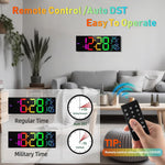 HASTHIP LED Digital Wall Clock for Home and Office with Remote Control | 16 inch 8 Color Display