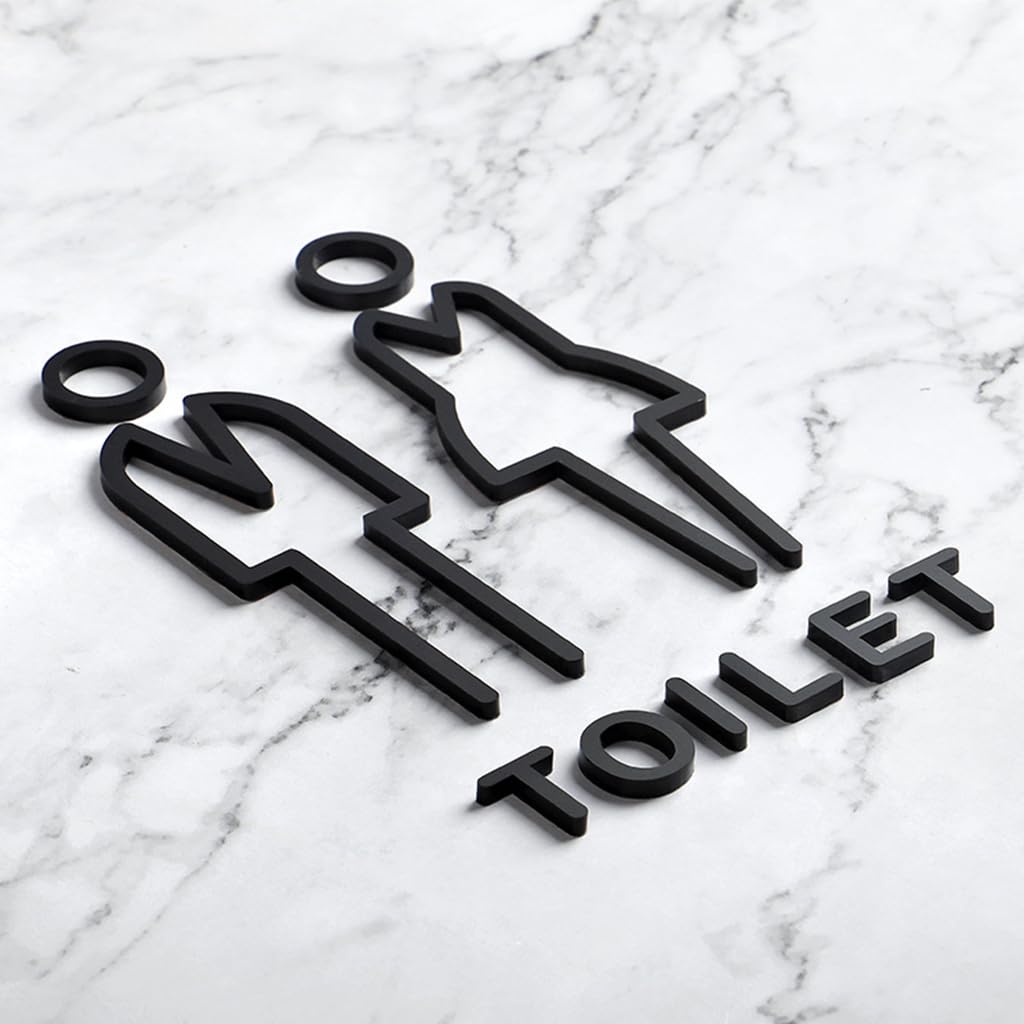 HASTHIP® Acrylic Adhesive Backed Men's and Women's Bathroom Sign, Bathroom Door Signs, Restroom Signs for Business,Bathroom Signage (Golden)-Black