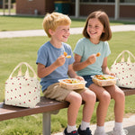 HASTHIP Insulated Lunch Bag for Office with Dual Zipper and 25.5x21x17cm Capacity | Corduroy Strawberry Design