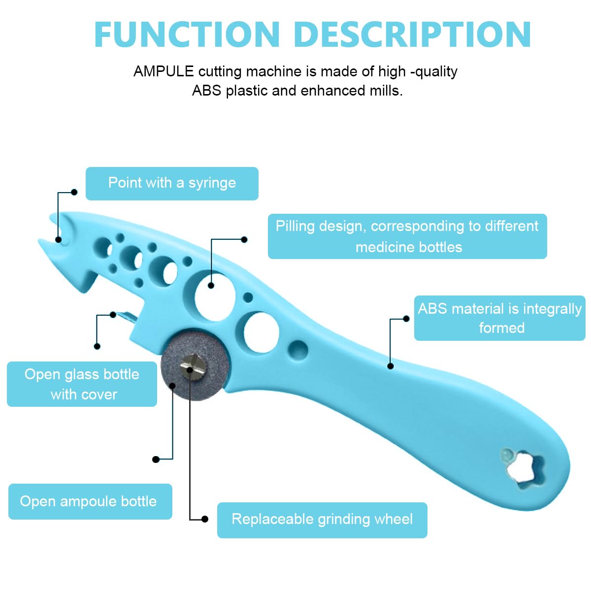 HASTHIP Ampule Cutter Combo with 10 Replaceable Grinding Wheels for Glass Bottles and DIY Crafts