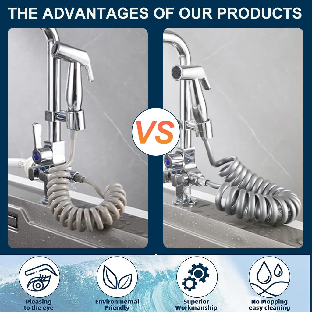 HASTHIP Bidet Sprayer Hose for Shower and Toilet Cleaning with 6.6ft Spring Coil | Stainless Steel Connectors
