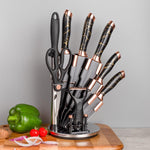 HASTHIP Kitchen Knife Set for Home Chefs with Ergonomic Handles and 9Pcs Stainless Steel Blades