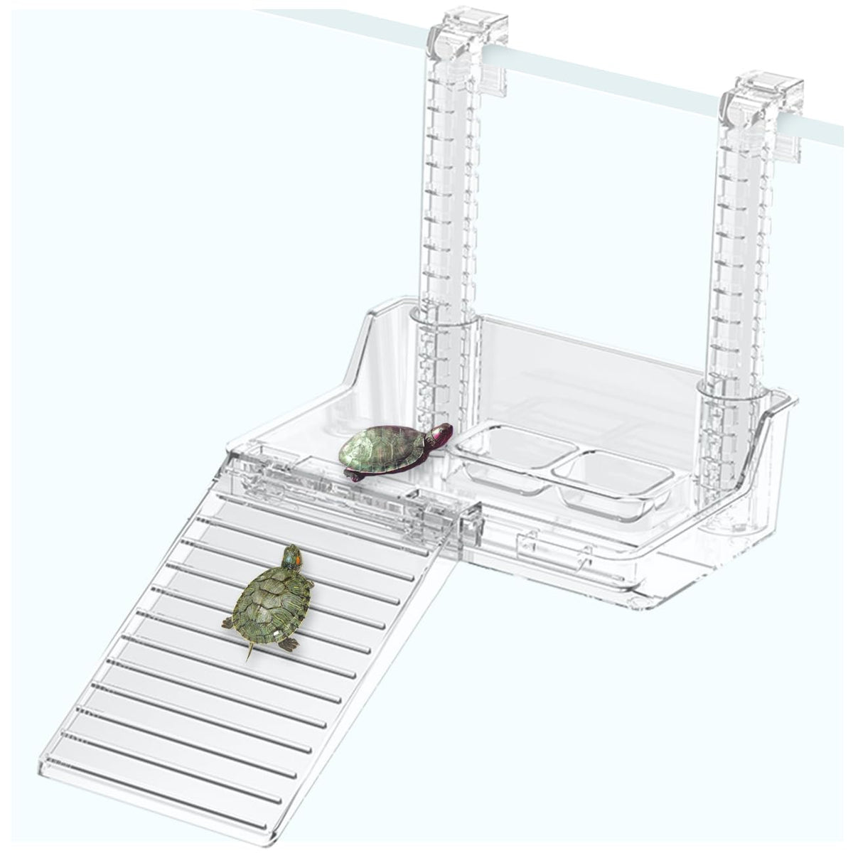 HASTHIP® Elevated Turtle Basking Platform for Aquarium, Reptile Floating Dock Ramp with Suction Cups, Safe Non‑Slip Terrace for Turtles, Frogs and Small Aquatic Pets
