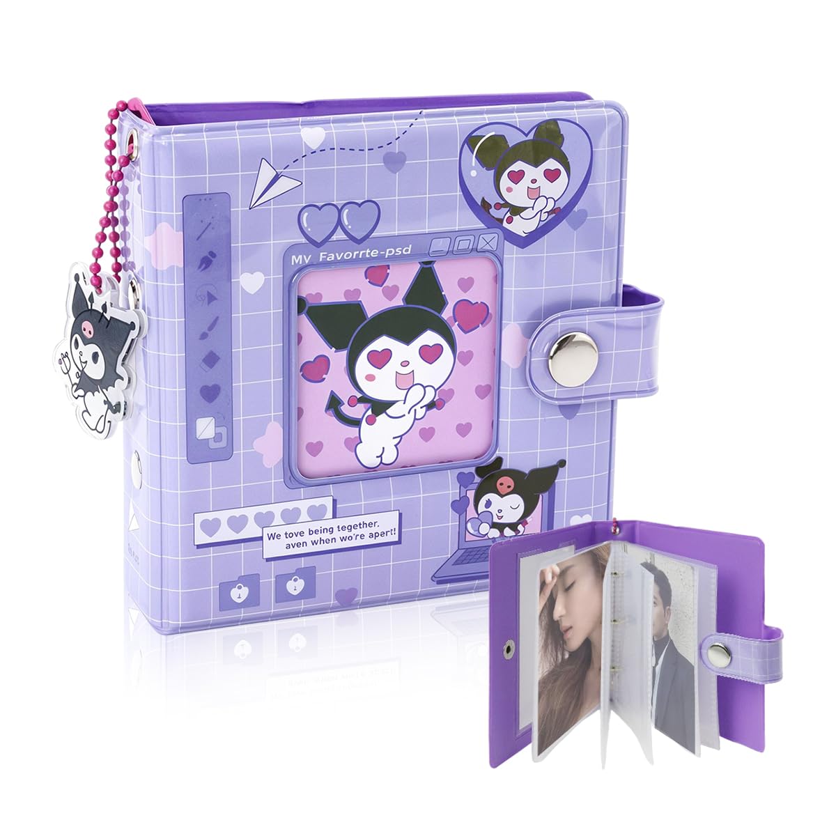 HASTHIP Kuromi Pocket Photo Album for 40 Photos with Double Sided Clear PVC Pockets | Kawaii Gift for Kpop Fans