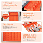 HASTHIP® Silicone Grill Mat Compatible - Utensils Organizer Mat - Kitchen Drain Mat - Silicone Griddle Tools Mat with Drip Pad - Heat Resistant Grill Mat - Seasoning Bottles Tray & Kitchen Utensils
