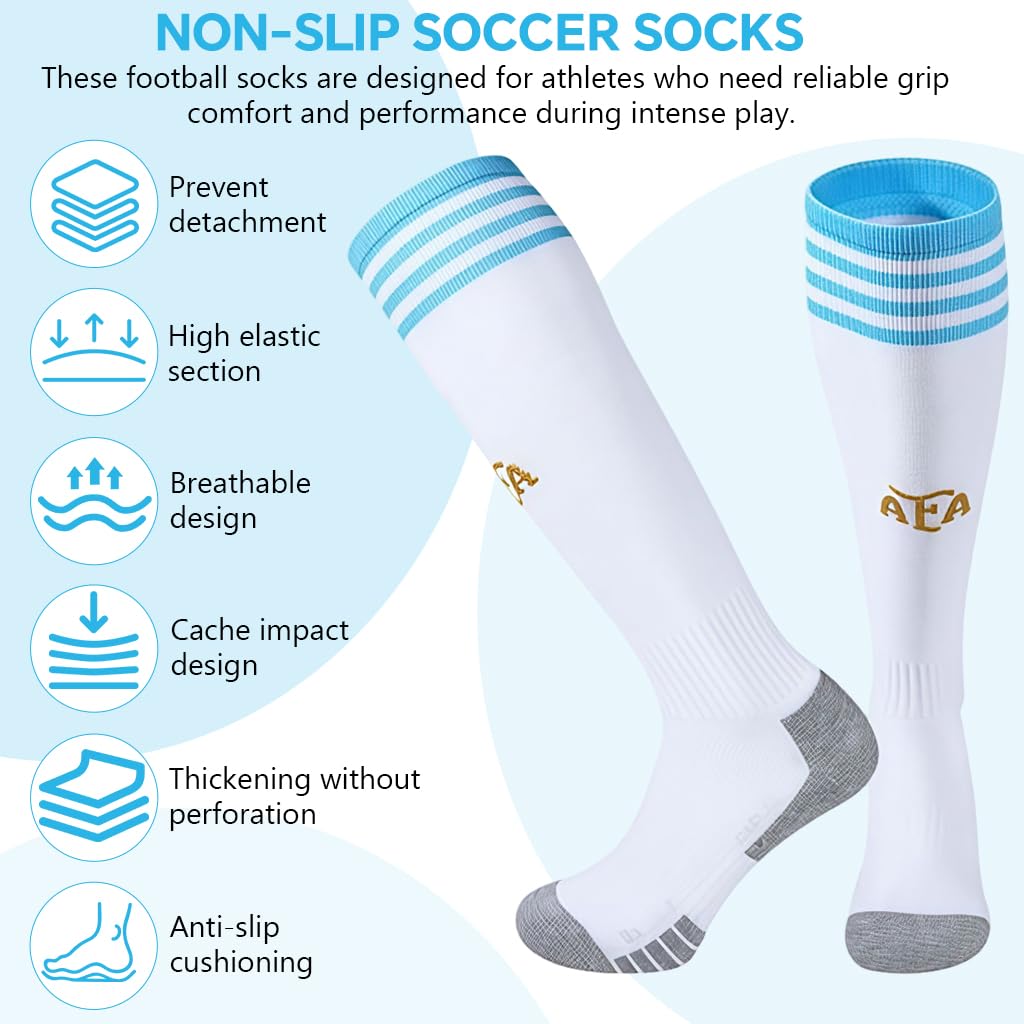 HASTHIP Compression Soccer Socks High Elastic Moisture Wicking Football Socks-M