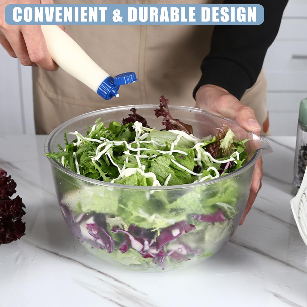 HASTHIP® Salad Spinner and Vegetable Dryer,Large Fruit and Vegetable Washer for Salad,Mix Pasta Dryer Easy Cleaning Efficient Drying Maker with Built-in Dressing Mixer
