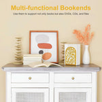 HASTHIP Bookends for Home and Office with Anti Slip Pads featuring Golden Metal Open Cut Design