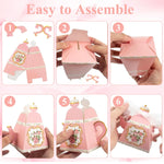 HASTHIP Paper Candy Bags for Party Favors with Ribbon Closure and Floral Teapot Design 12Pcs 3.35x3.35x4.13 in