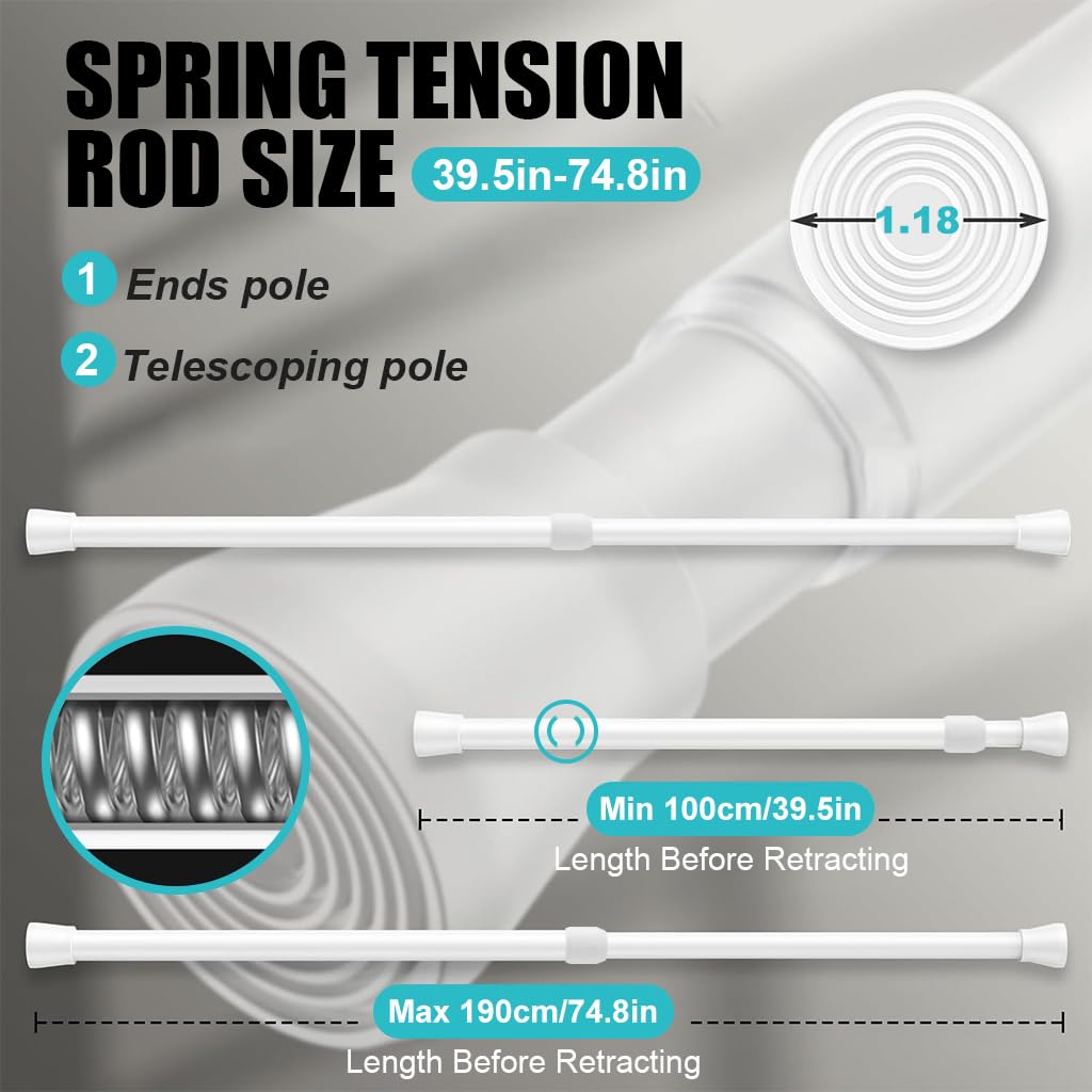 HASTHIP Retractable Curtain Rod for Windows and Walls featuring 41.3–74.8 in Range | Metal Anti Slip Tension Design