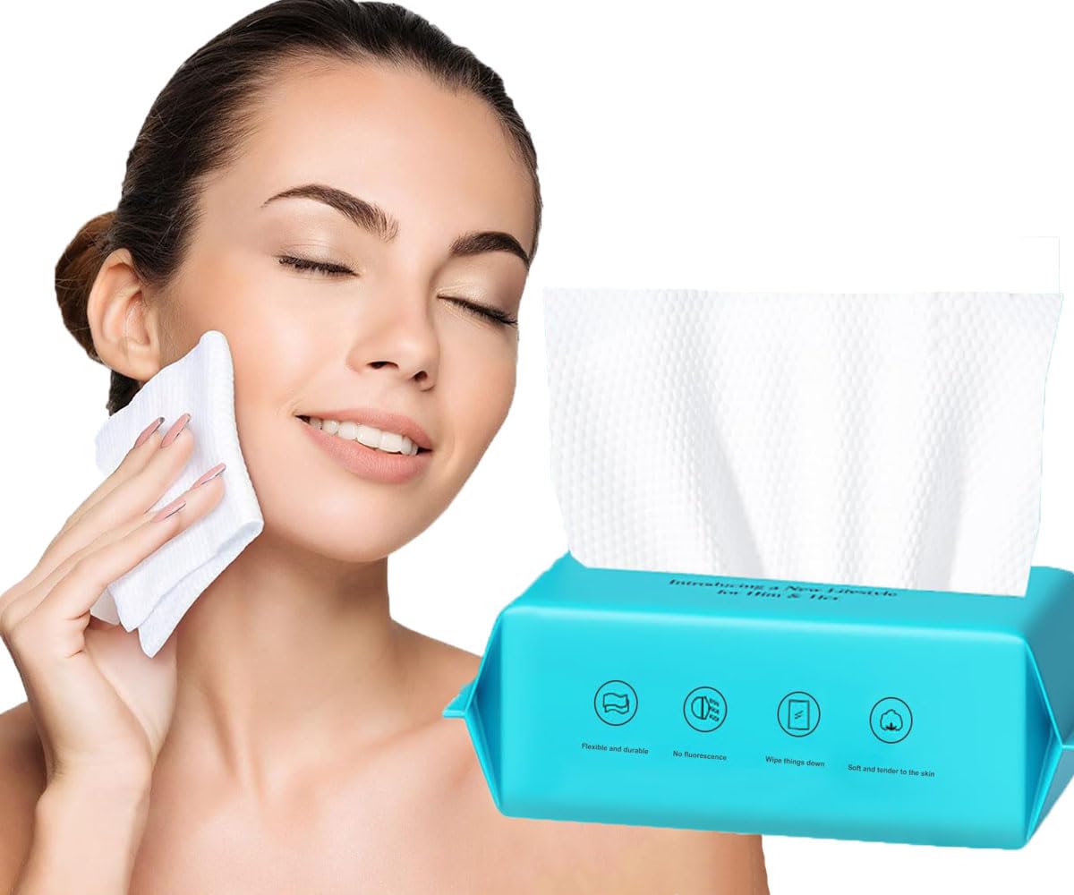 HASTHIP® Toallas Desechables de Algodón 100%, 72 Uds Toallitas Faciales Suaves y Absorbentes, Reutilizables, Tacto de Lino, Multiusos para Cuidado Facial, Desmaquillante, Bebé, Cocina y